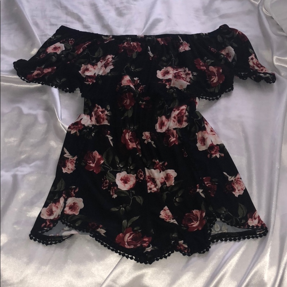 Off the shoulder rose romper